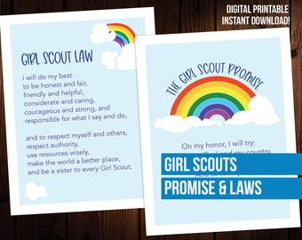 Girl Scout Promise and Law Printable Sign Instant Download - Etsy