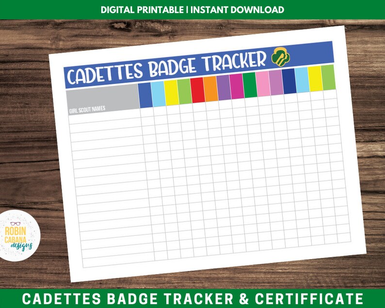 Girl Scout Cadettes Badge Tracker - Etsy