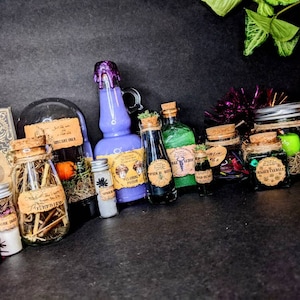Assorted Halloween Glass Apothecary Potion Bottles