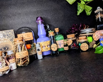 Assorted Halloween Glass Apothecary Potion Bottles