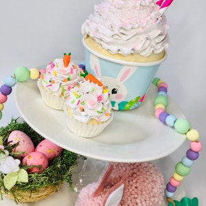 Faux Easter Cupcakes, Fake Cupcake,  Easter Tiered Tray Decor Bundle, Fake Milkshake, Coffee Bar, Easter Kitchen Decor