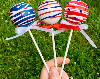 4. Juli Gefälschte Cake Pops, Kuchen dekorieren, Kuchen dekorieren, Kawaii Stationär, 4