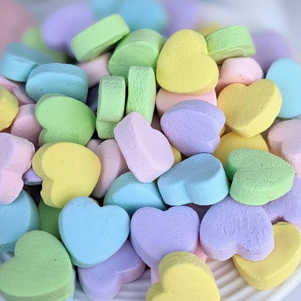 Fake Candy Hearts, Faux candy Hearts, Pastel Valentine’s Day tiered trays decor, fake Valentine's day candy