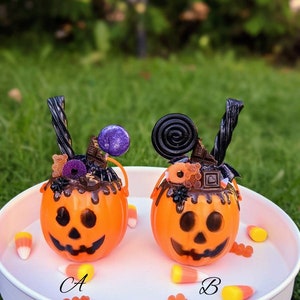 Fake Pumpkin Pale Cupcakes, Faux Halloween Cupcakes, halloween decor, tiered tray decor, halloween props, Candy Pumpkin treats