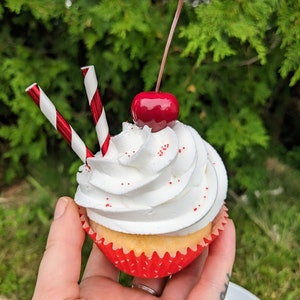 Fake cherry cupcake, Faux Cherry cupcake, Cherry Tiered Tray Decor, Kawaii Stationary