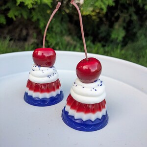 Fake 4th of july Mini jello, Faux cupcake, Red, White & Blue cupcake, 4th of July Tiered Tray Decor, USA Tier Tray Decor, Kawaii Stationary