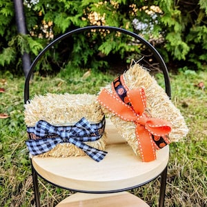 Mini hay bale for tiered tray, mini straw bale, fall tiered tray decor, mini riser for tiered tray, halloween home decor, fall shelf decor