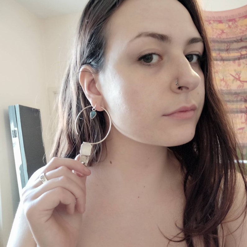 creoles Earrings silver and mother-of-pearl earrings