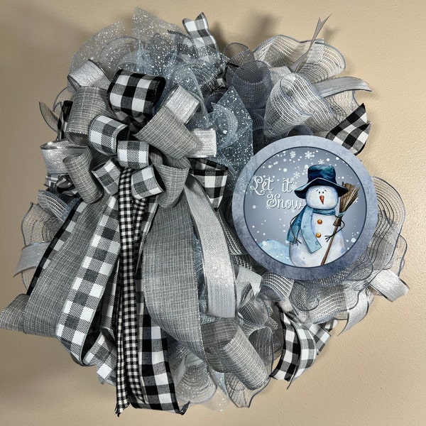 RESERVED FOR SUSAN - (Custom modification of) Snowman Winter Wreath - Let It Snow
