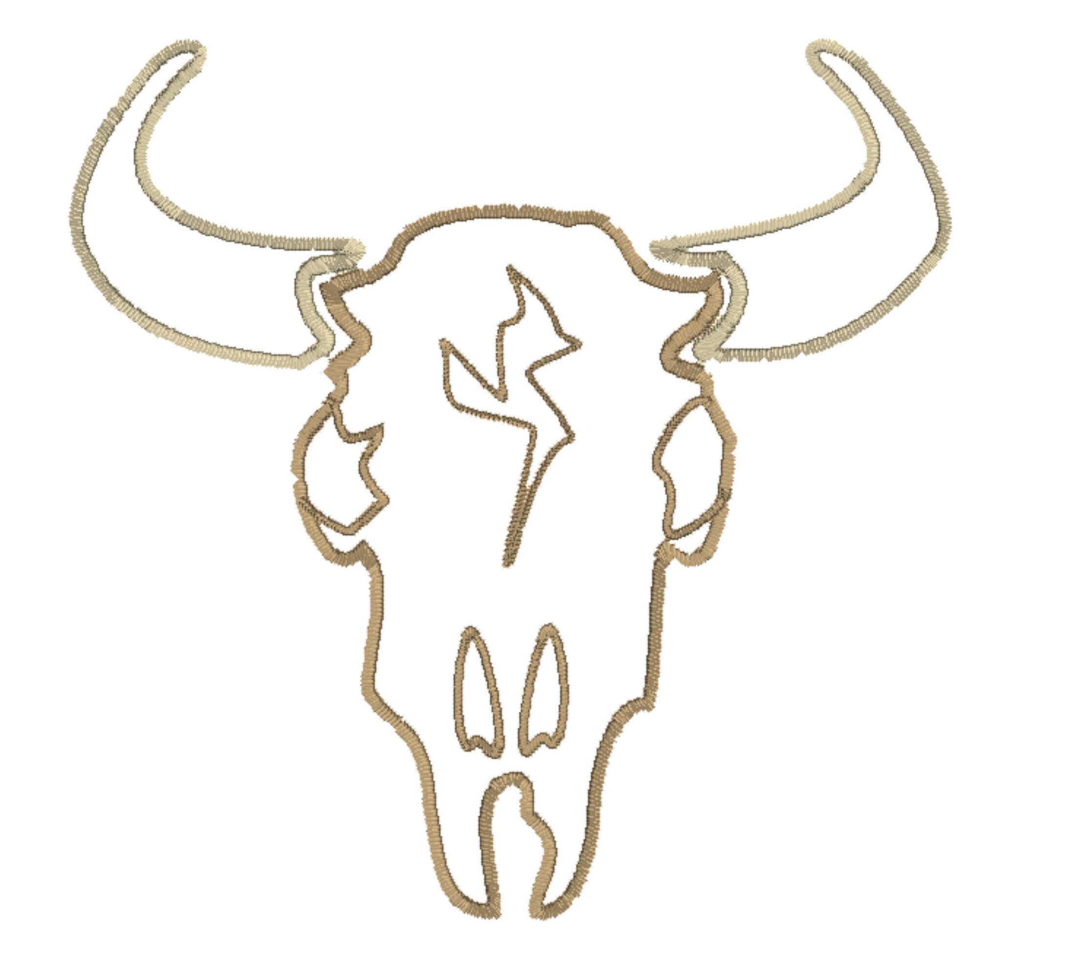 Cattle Skull Applique Design. Cattle Skull Embroidery Design. Skull