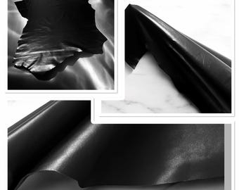 Black Italian Lambskin Leather: Couture Garment & Accessory Craft (0.6-0.9mm)