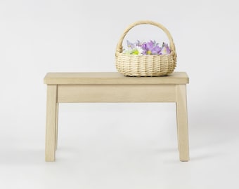 Solid Oak Wood Bench – Handmade Minimalist Stool