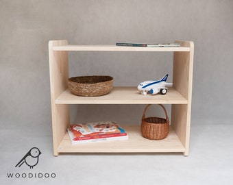 Montessori Toy Narrow Shelf for Toddlers, Montessori furniture, Wooden shelf for child, Children furniture