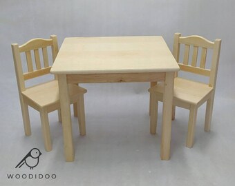 Handmade wooden table and chair set for child MORE COLORS Wooden furniture Present for child wooden table wooden chair