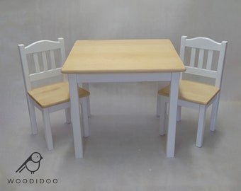 Handmade wooden table and chair set for child MORE COLORS Wooden furniture Present for child wooden table wooden chair