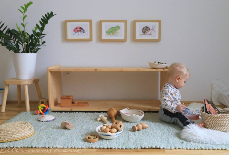 Montessori Low Toddler shelf Montessori furniture Wooden Etsy