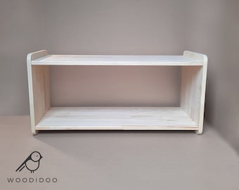 Montessori Low Narrow Toddler shelf, Montessori furniture, Wooden shelf for child, Children furniture