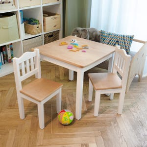 Handmade Wooden Table and Chair Set: Custom Color Kids Furniture - Etsy