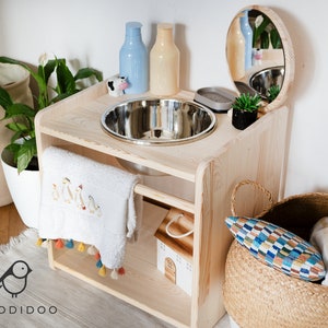 Montessori Washbasin for Children – Handmade Wooden Sink | Kid-Friendly Waschtisch