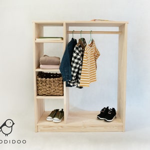 Pure WOOD Toddler wardrobe, Montessori Rack, Clothing wardrobe for child, Wooden Rack, Clothing Storage, Clothing display, Nursery rack