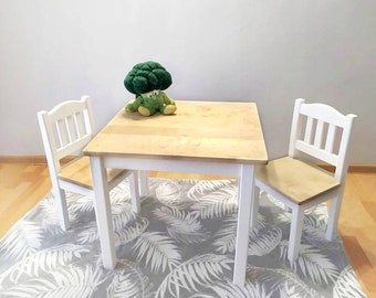 Handmade wooden table and chair set for child MORE COLORS Wooden furniture Present for child wooden table wooden chair