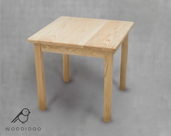 NATURAL Mesa de madera 60x60cm para niños