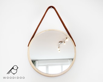 Miroir suspendu en bois pour décoration d'intérieur bohème