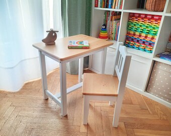 Ensemble table et chaise en bois pour enfant PLUS DE COULEURS Meubles en bois Cadeau pour enfant table en bois chaise en bois