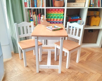 Handmade wooden table and chair set for child MORE COLORS Wooden furniture Present for child wooden table wooden chair