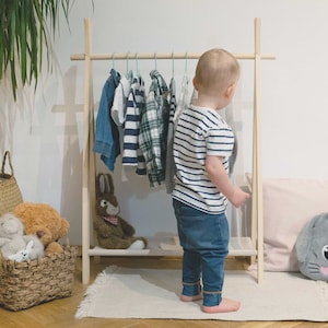 Big Toddler wardrobe, Montessori Rack, Clothing Rack for child, Wooden Rack, Clothing Storage, Clothing display, Nursery rack