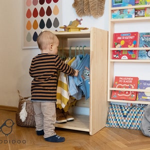 Wooden wardrobe for children, Montessori Rack, Clothing wardrobe for child, Clothing Storage, Clothing display, Nursery rack