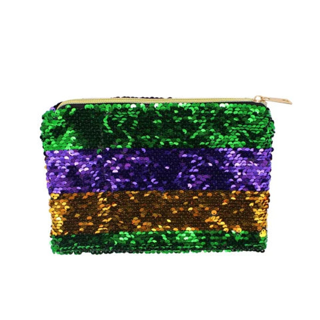Mardi Gras Sequin Zipper Mardi Gras Zipper Bag Mardi Gras Bag Mardi ...