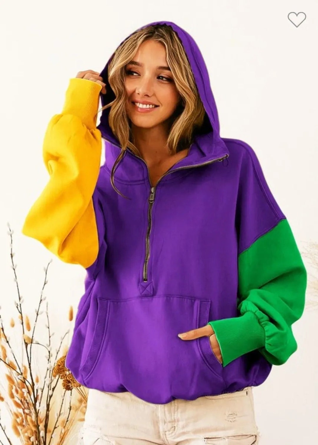 mardi gras color block shirt