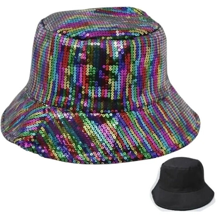 RARITYUS Unisex Glitter Sequin Bucket Hat Reversible Double-Side-Wear  Summer Fisherman Travel Beach Sun Visor Cap for Outdoor A Black at   Women's Clothing store