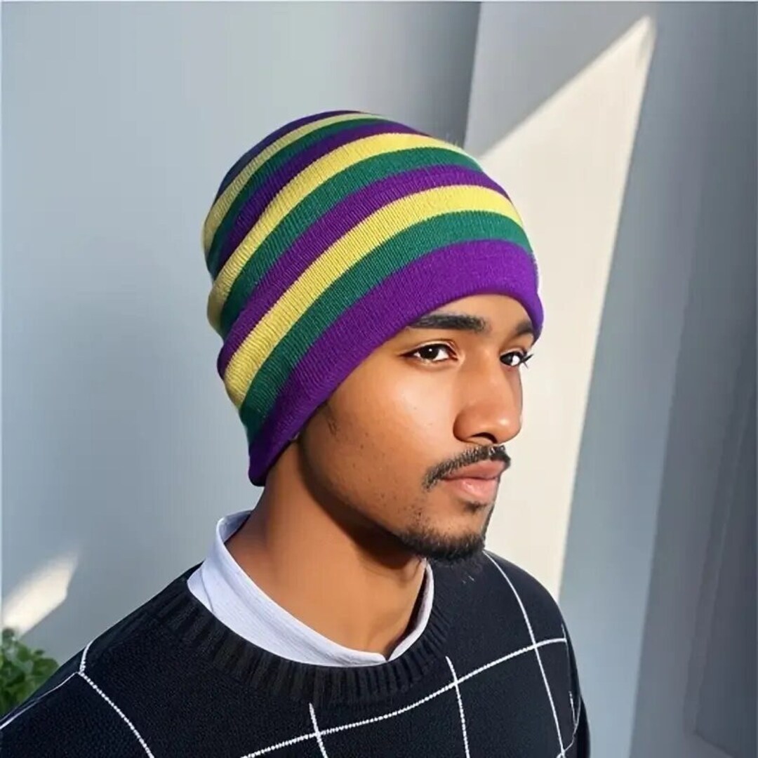 Mardi Gras Carnival Beanie Mardi Gras Beanie Cap Mardi Gras Hat Who Dat ...