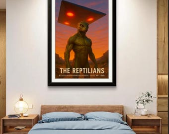 Reptilian Alien Art Print: poster UFO Conspiracy, Dulce NM