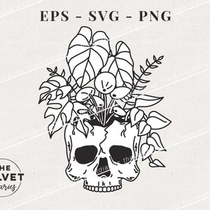 Schädel Laub Haus Pflanzen Blatt Vektor svg eps png Cricut Clip Art