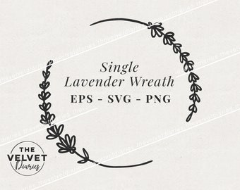 Lavender Hand Drawn wreath border illustration vector svg eps png clip art cricut