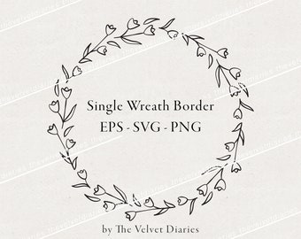 Floral Botanical border Wreath Monogram Leaves Hand Drawn Vector svg eps png clip art cricut