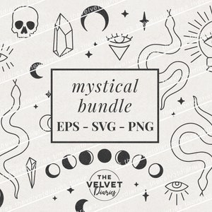 Mystical Snake Celestial magic moon stars lunar drawing vector svg eps png cricut clip art