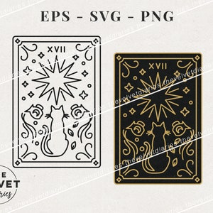 スタータロットカード 天体の星 月の愛の描画 ベクター svg eps png クリカット クリップアート