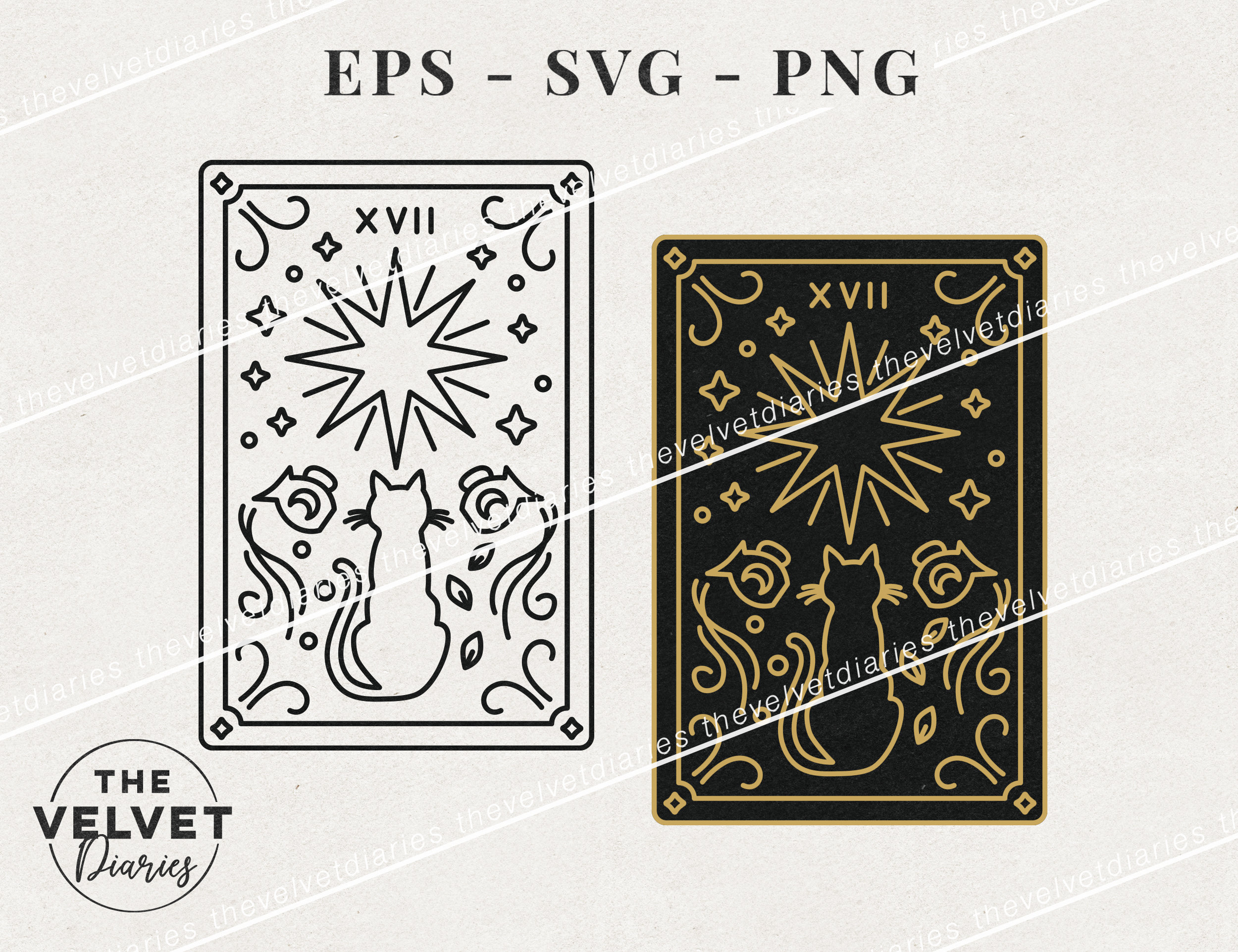 The Star Tarot Card Celestial stars lunar love drawing vector svg eps png cricut clip art