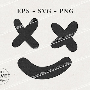 スマイリーフェイス ポストマローン タトゥー 描画 ベクター SVG EPS PNG クリカット クリップ アート
