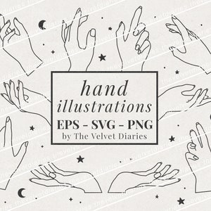 Hand Illustrations celestial moon stars lunar mystical drawing vector svg eps png cricut clip art