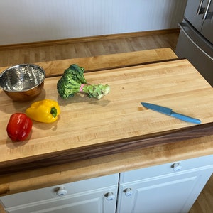 Hard Maple Butcher Block with Walnut Accents: Edge Grain Chopping Board
