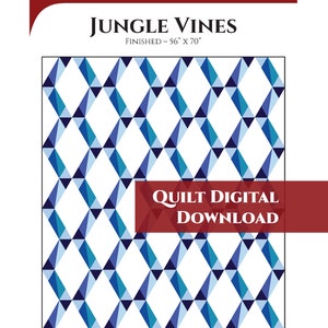 Digital Jungle Vines quilt foundation paper piecing downloadable pdf pattern Modern QAYG throw size blanket QD-QLT001-FP image 1