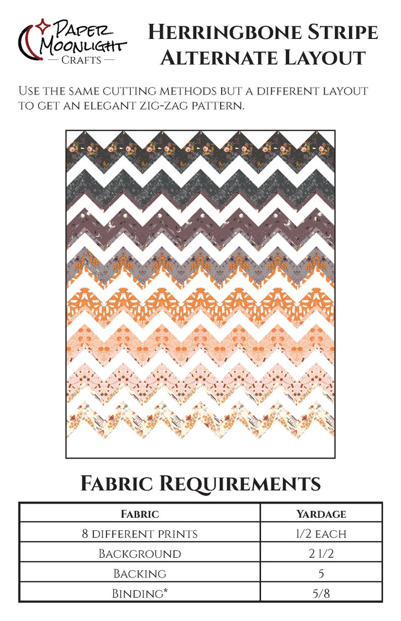 Digital PDF pattern: 'Herringbone Stripe' TWO layouts downloadable modern queen size quilt pattern fast assembly with almost no HSTs image 10