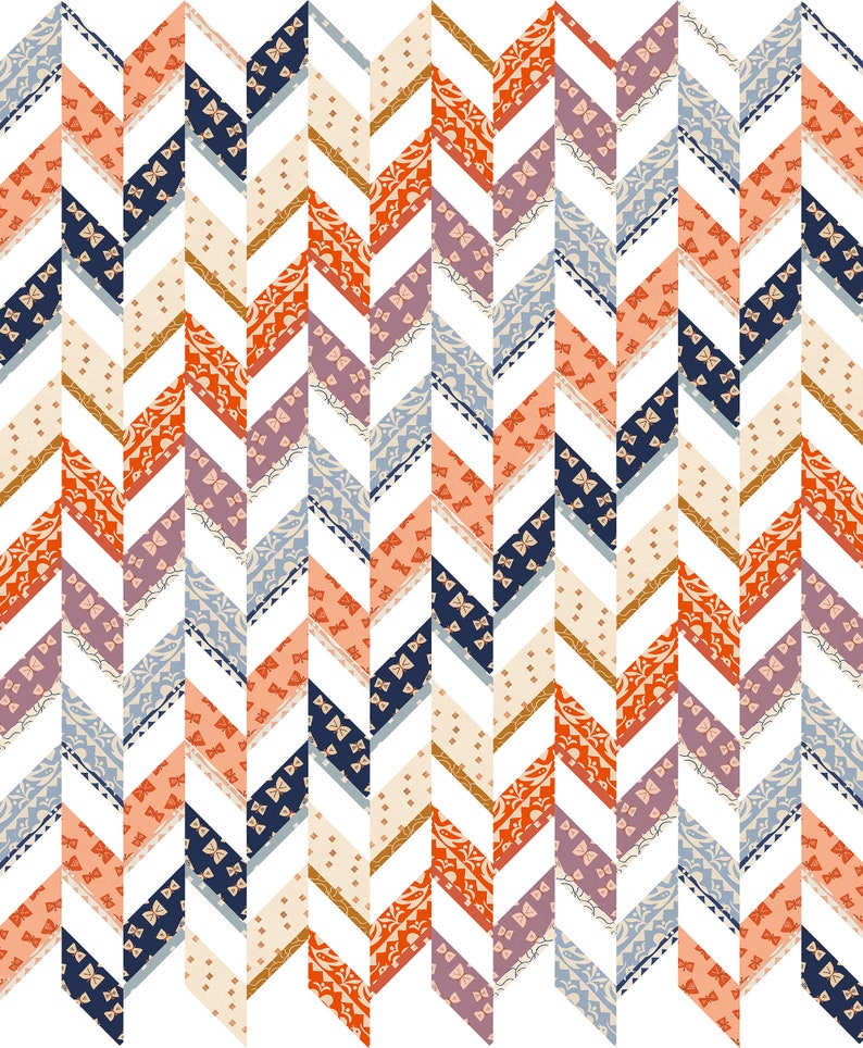 Digital PDF pattern: 'Herringbone Stripe' TWO layouts downloadable modern queen size quilt pattern fast assembly with almost no HSTs image 3