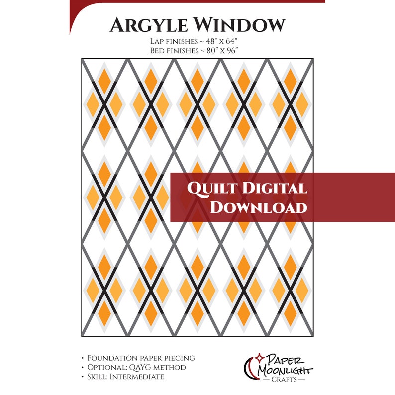 Argyle Window modern FPP quilt pattern digital download image 2