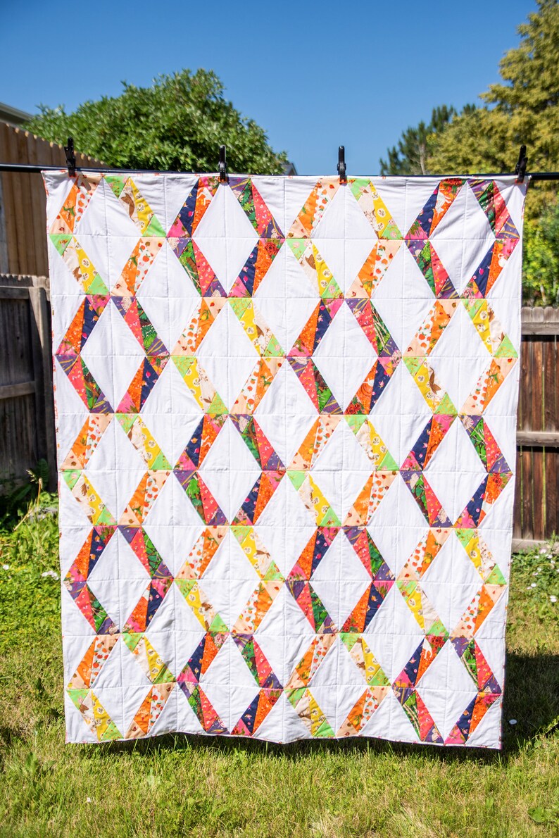 Digital Jungle Vines quilt foundation paper piecing downloadable pdf pattern Modern QAYG throw size blanket QD-QLT001-FP image 6